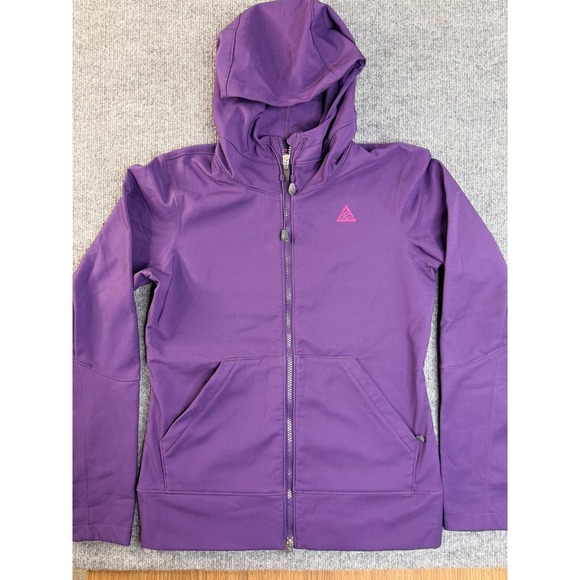 Nike Jackets & Blazers - Nike ACG Purple Softshell Hoodie Jacket Womens Small Full Zip Fleece Lined Hikin